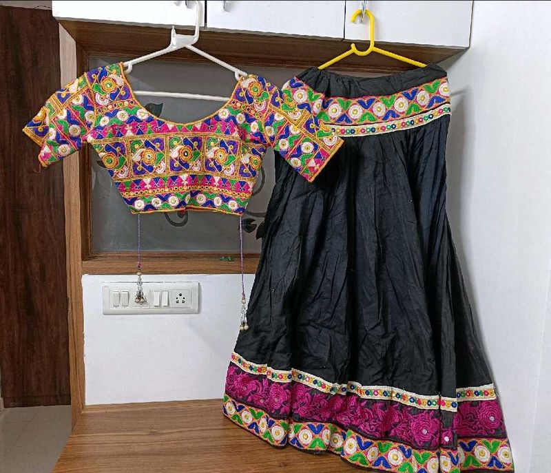 Embroidered Choli &amp; Black Skirt Set