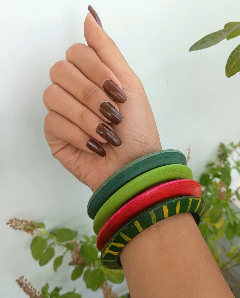 Boho Vibrant Wooden Bangles Set