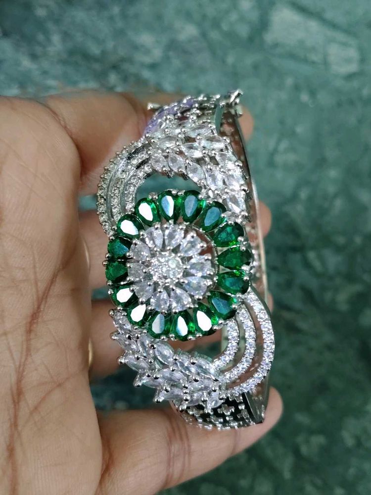 Emerald &amp; Diamond Bangle Bracelet