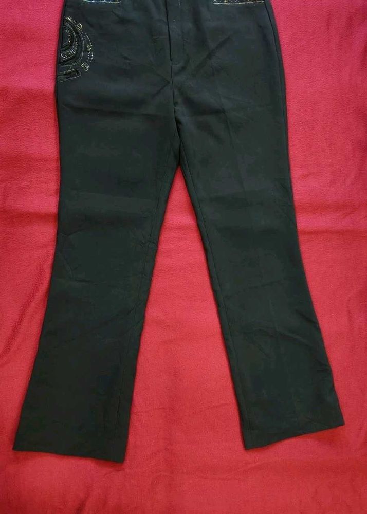 Elegant Black Embellished Pants