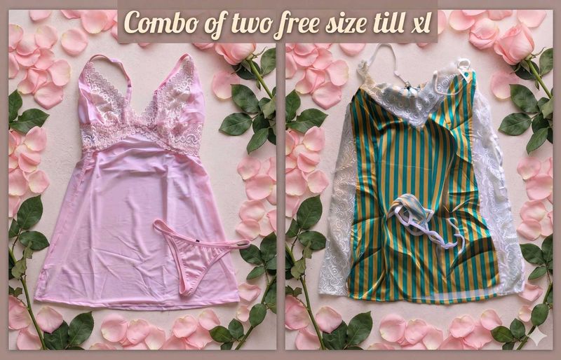 Lace Trim combo of 2  babydoll nighty