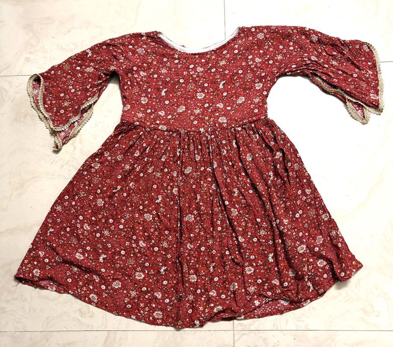 Boho Floral Print Bell Sleeve Dress