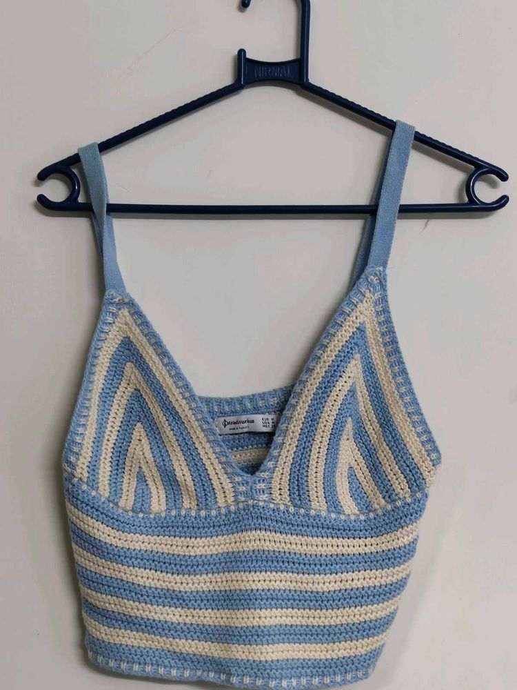 Crocheted Beach Striped Crop Top