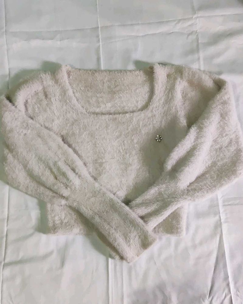Cozy Fuzzy Square Neck Sweater