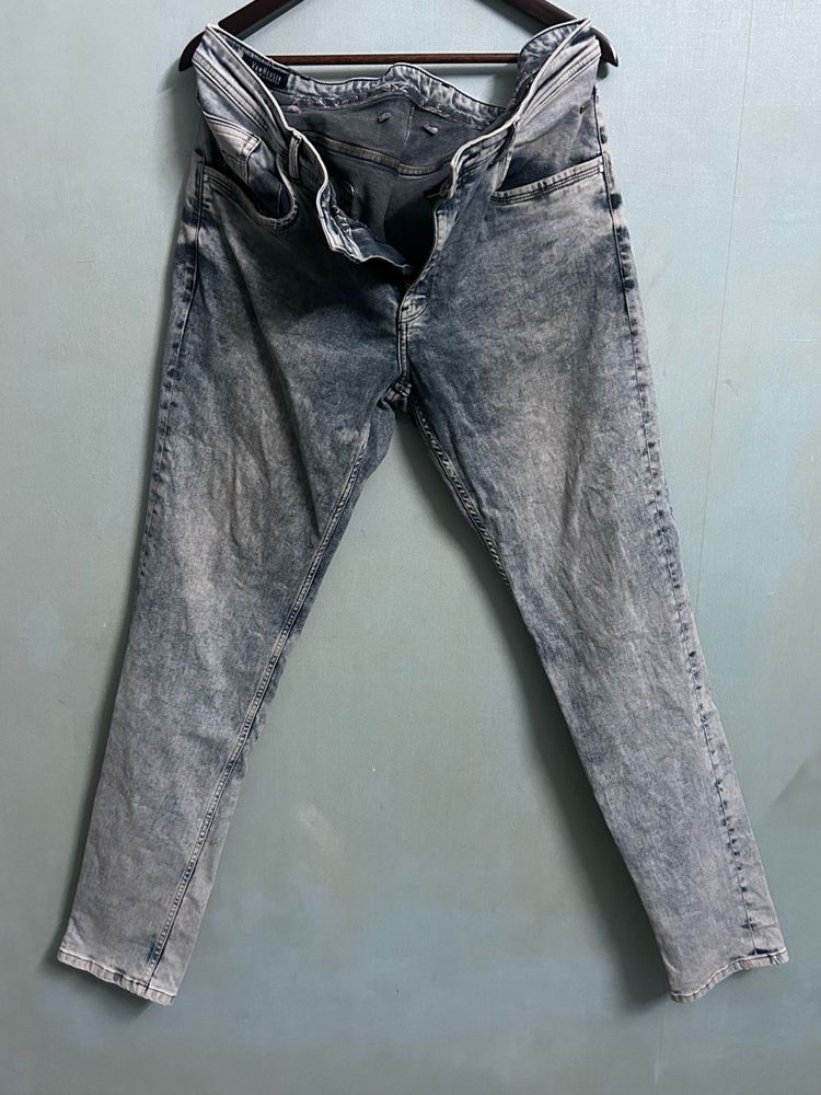 Grey Blue Washed Jeans for Men