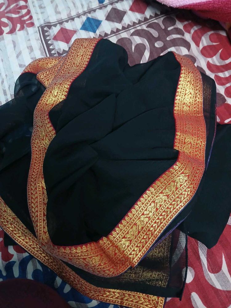 Beautiful black Saree with Blouse