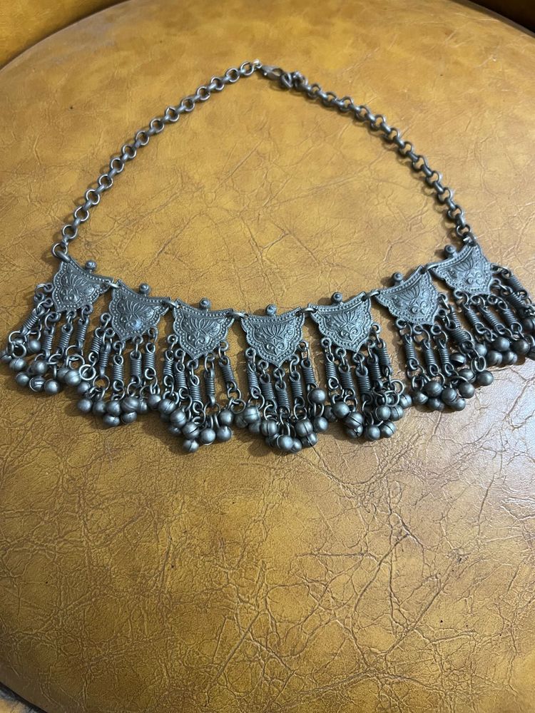 Vintage Tribal Oxidized Silver Necklace