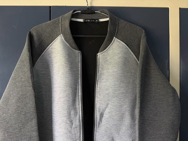 Grey &amp; Black Bomber Jacket