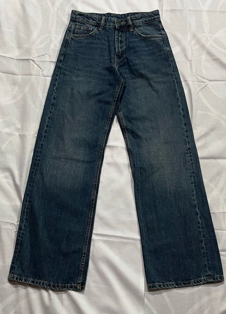 Classic Blue Wide-Leg Denim Jeans size 26 fit