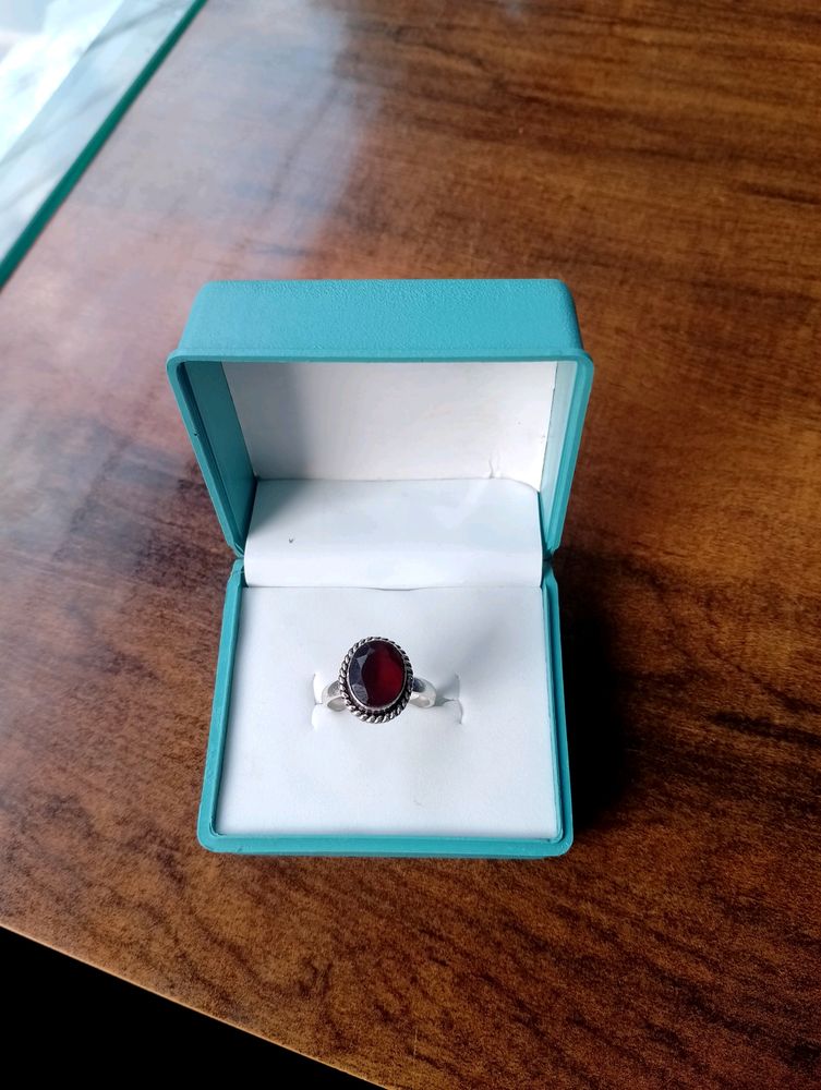 Red Diamond Stones Ring Pure Silver 925