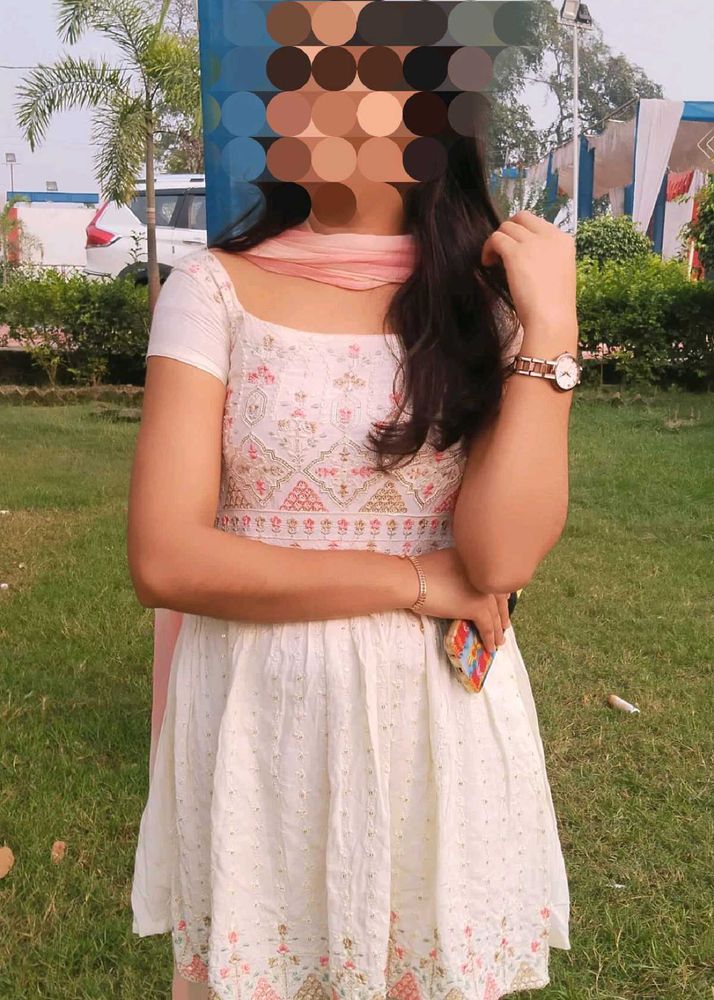 White kurta sharara duppta set