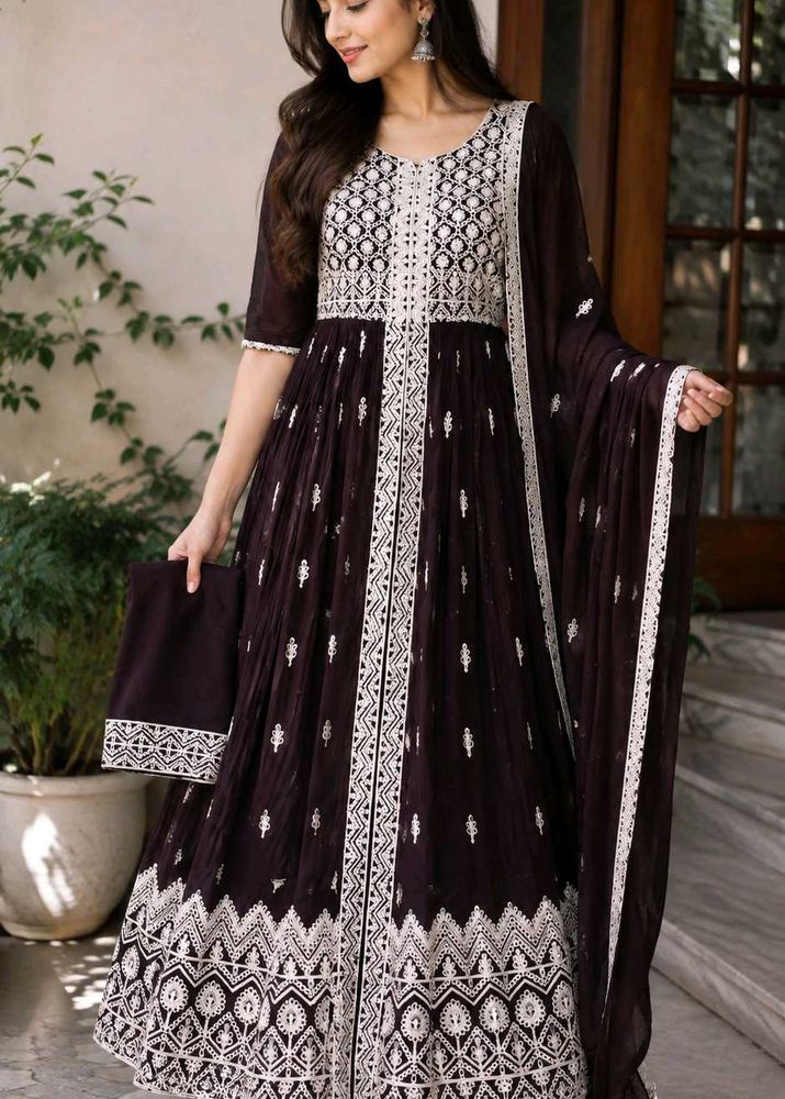 Embroidered Anarkali Kurta Set with Dupatta