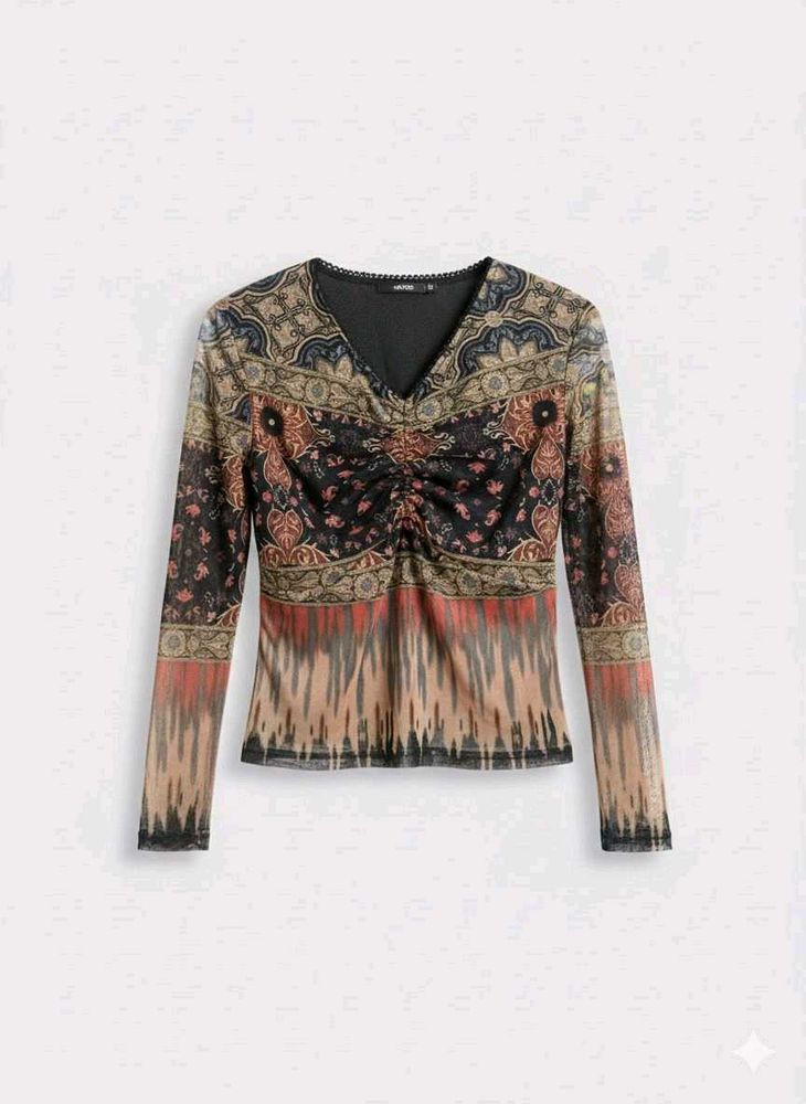 Boho Print Long Sleeve Top