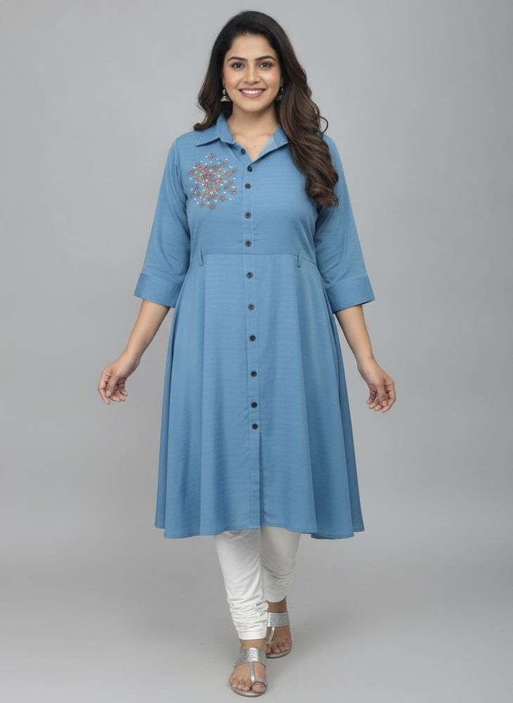 Chic Blue Embroidered dress