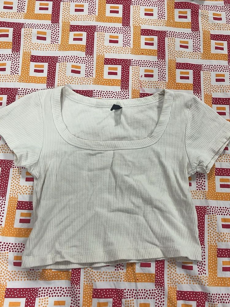 Ribbed Square Neck Crop Top
