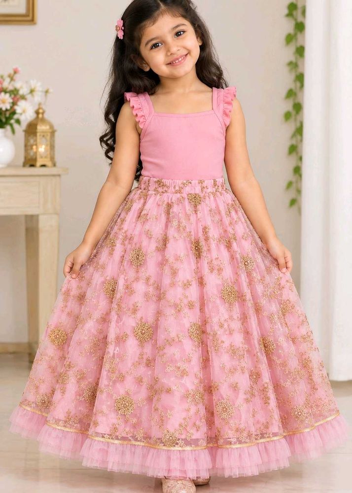 Cute Pink Lehenga Set for Girls