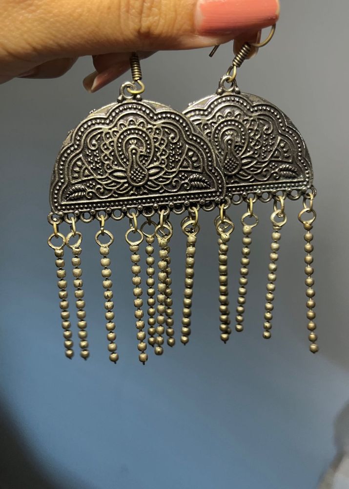 Bohemian Peacock Jhumka Earrings