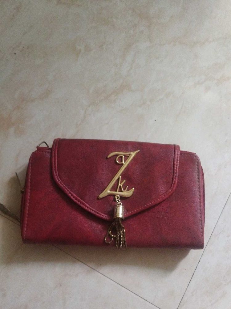 Stylish Red Wallet with Tassel Detail