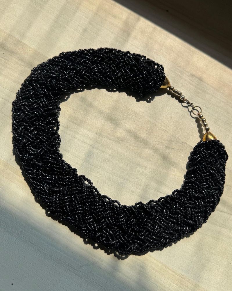 Chunky Black Beaded Necklace