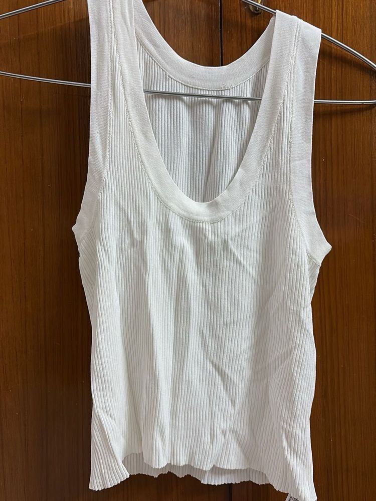 Ribbed White Tank Top