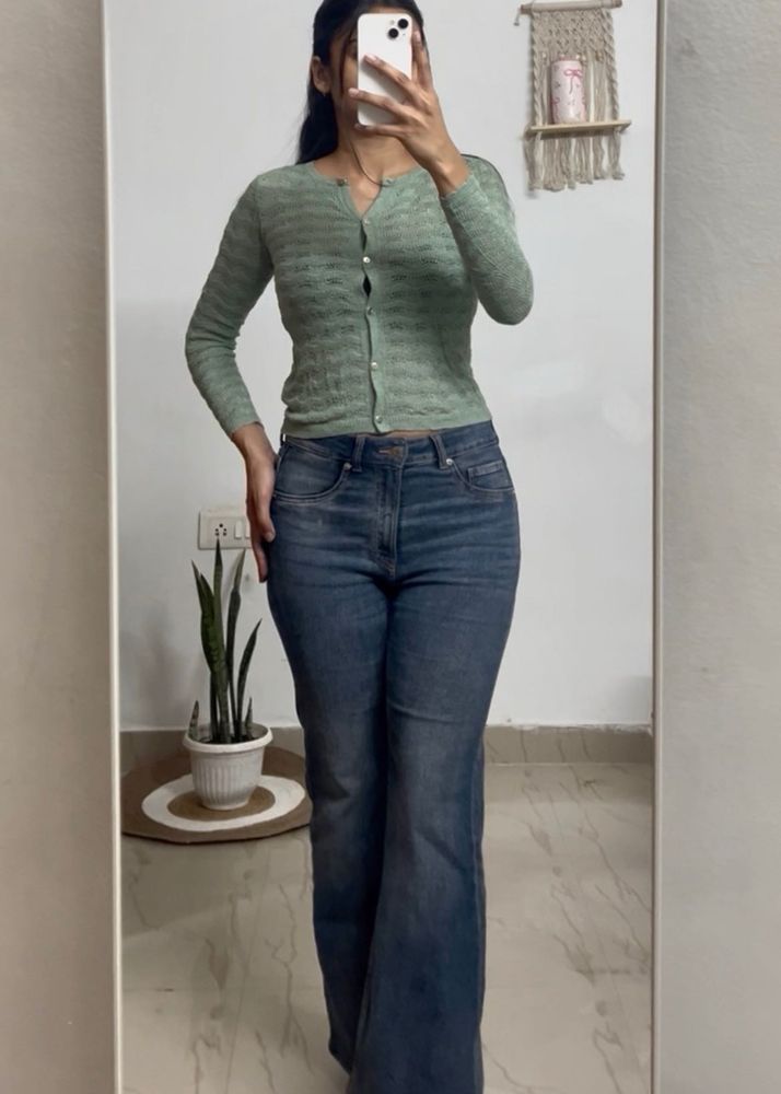 Chic Green Crochet Knit top