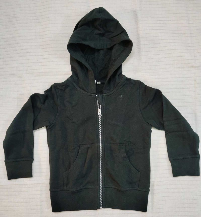 Kids Dark Green Zip-Up Hoodie