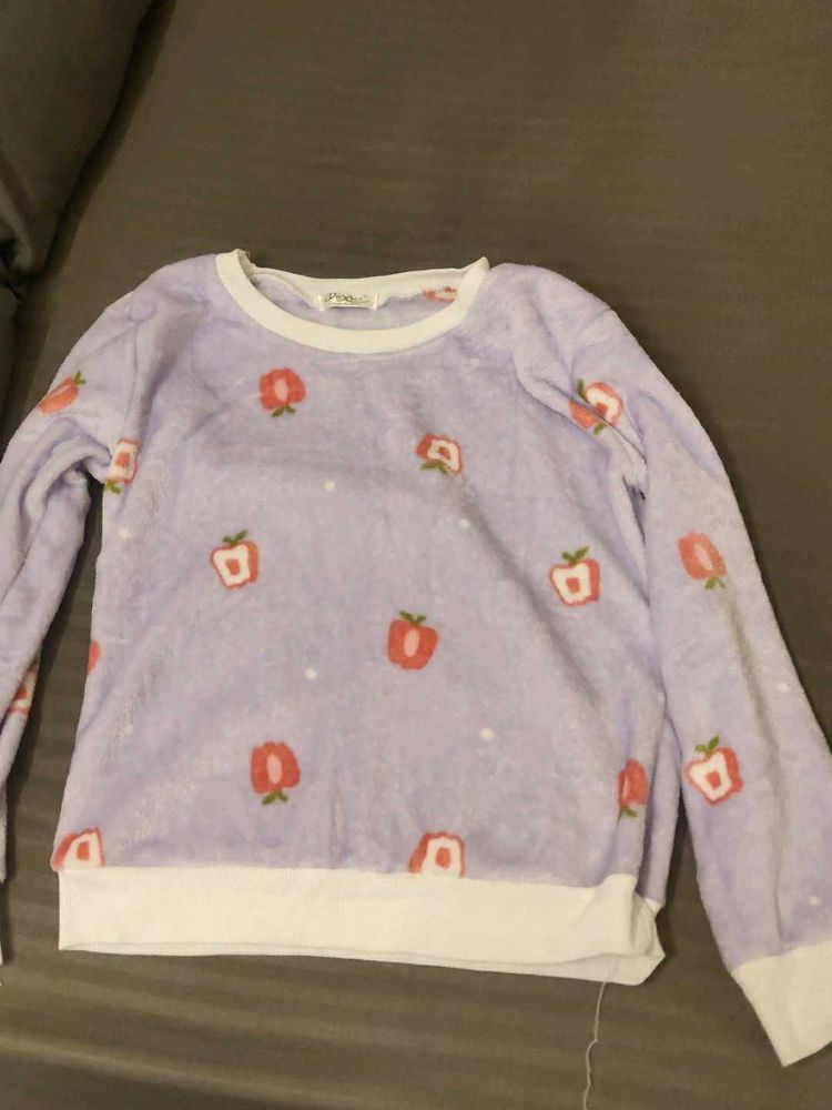 Cute Lavender Apple Print Sweater