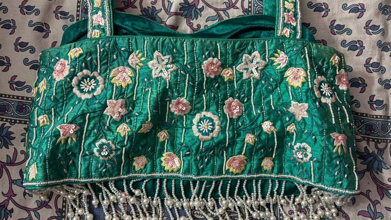 Emerald Green Embroidered Blouse