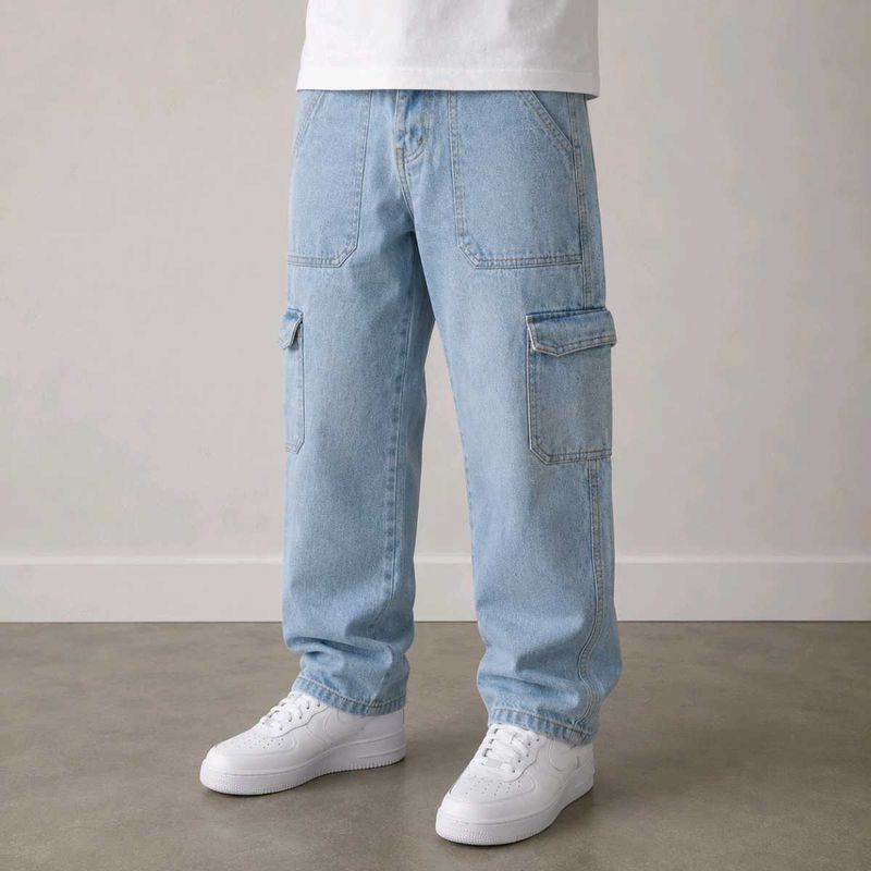 Light Wash Cargo Jeans
