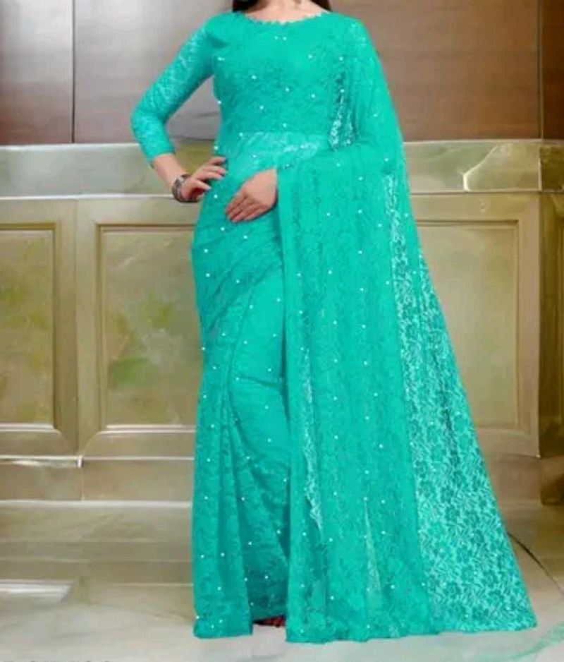 Stunning Teal Lace Saree