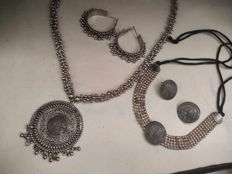 Oxidized Silver Necklace &amp; Earring Set combo