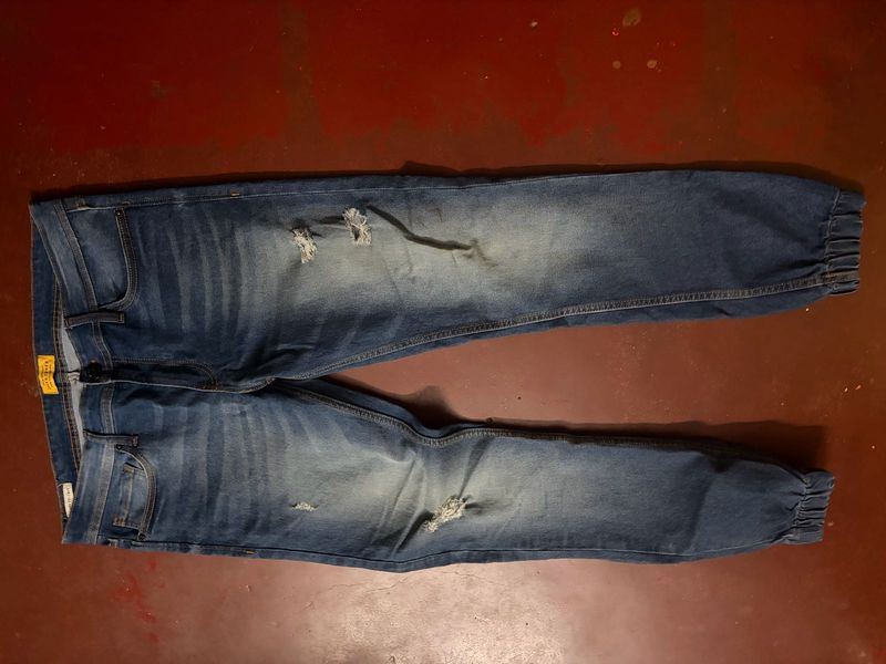 Distressed Jack jones Blue Denim Jogger Jeans
