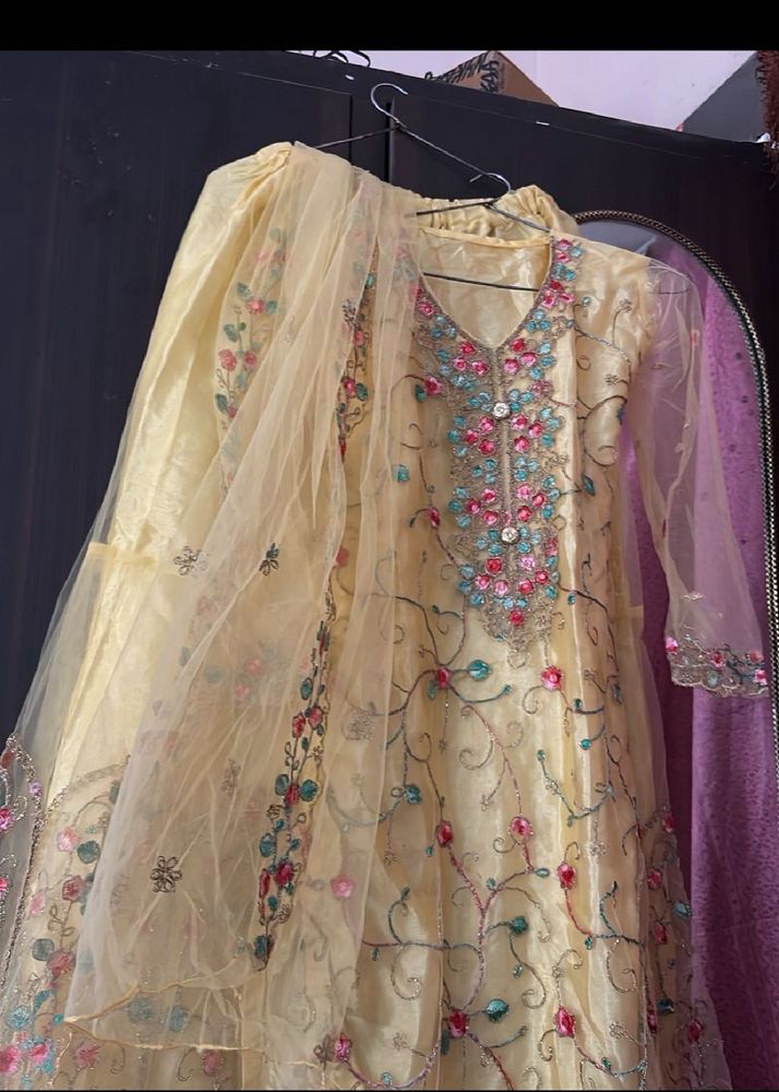 Beautiful Yellow Embroidered Kurta Set with Dupatt