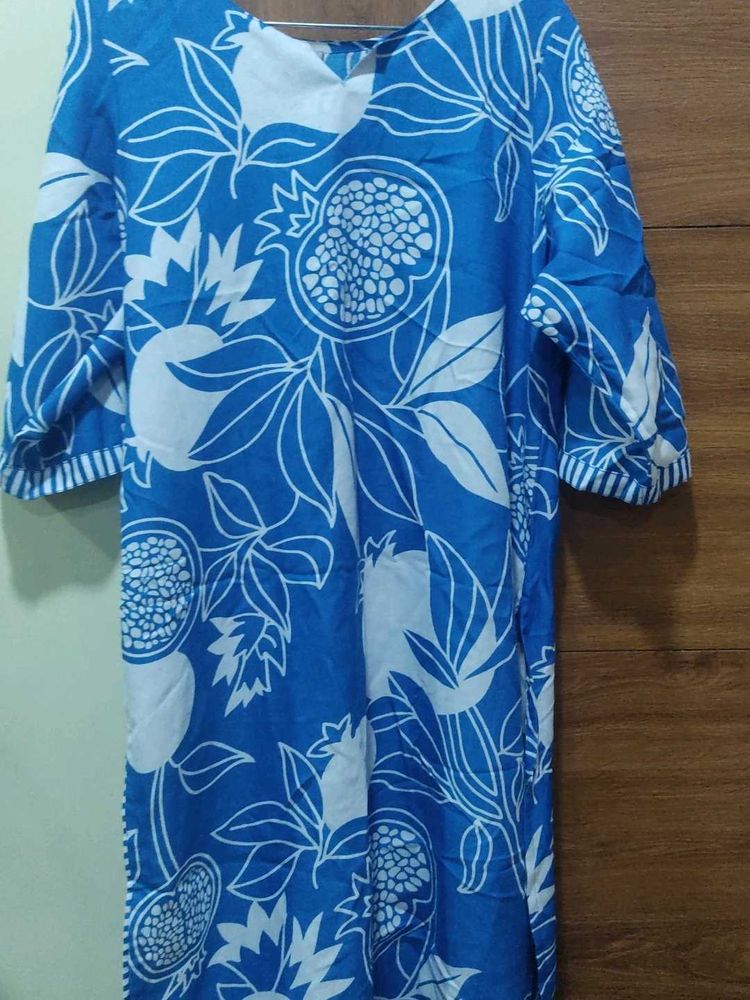 Blue And White  Flower Print Cord Set