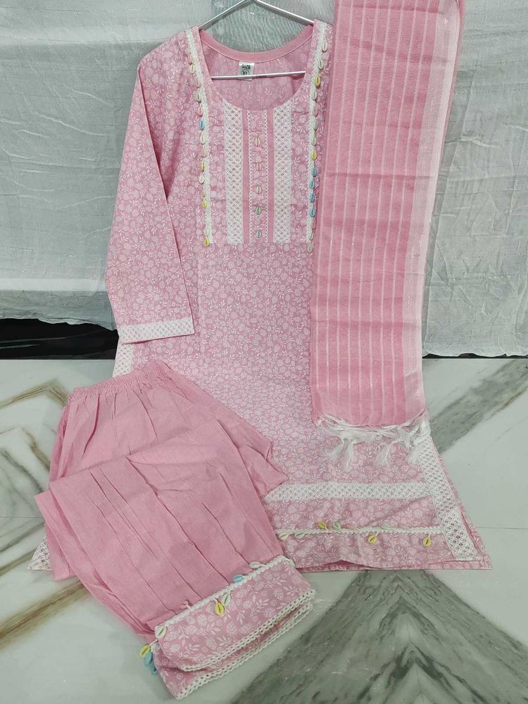 Pretty Pink Kurta Set with Dupatta