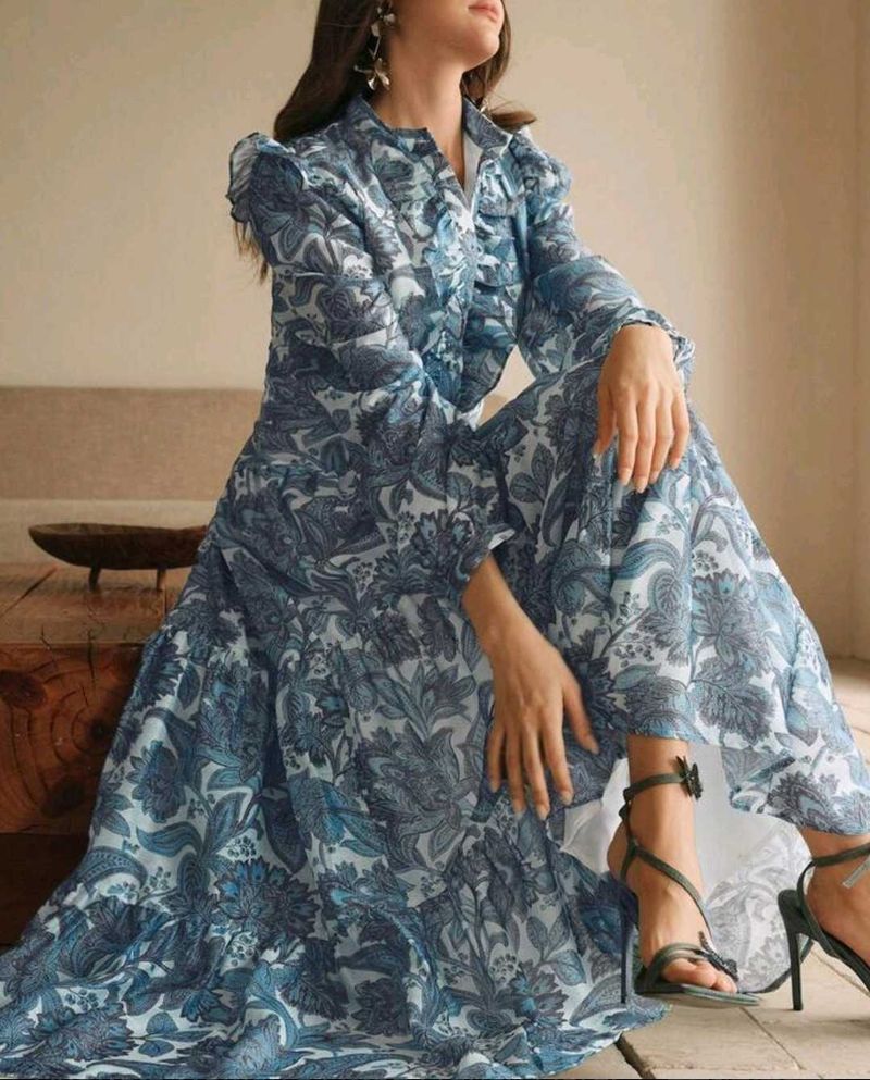 🐬French Floral Flowy Maxi