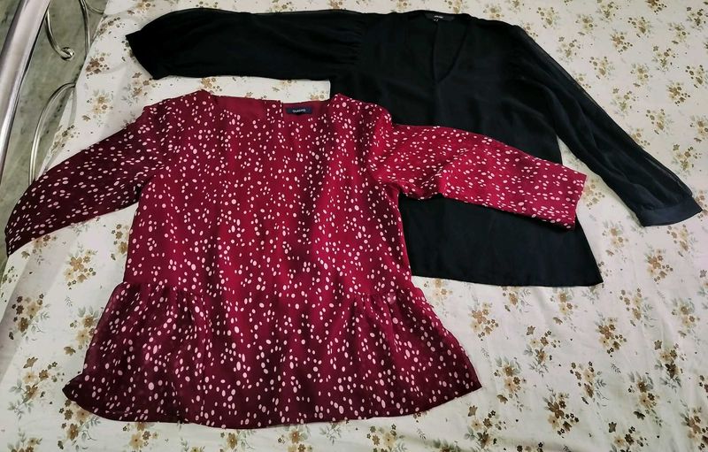 2 top Vero Moda Black &amp; Quiero in Maroon ✨