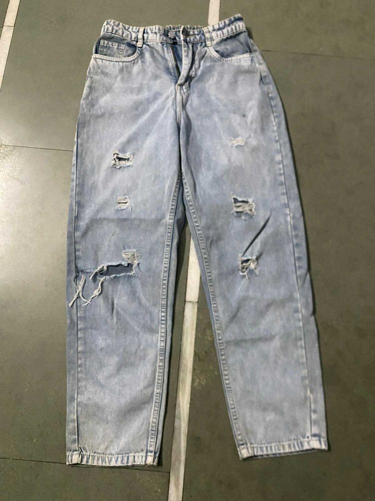 Distressed Light Wash Mom Jeans