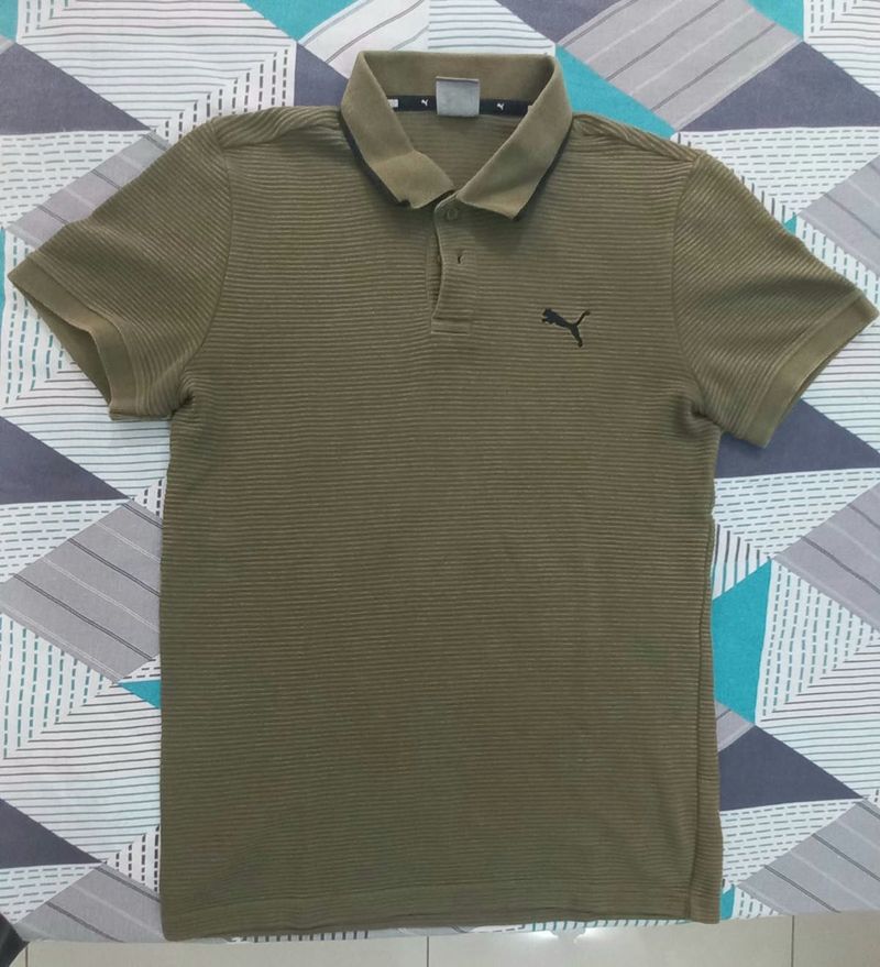 Puma Men's Khaki Polo T-Shirt
