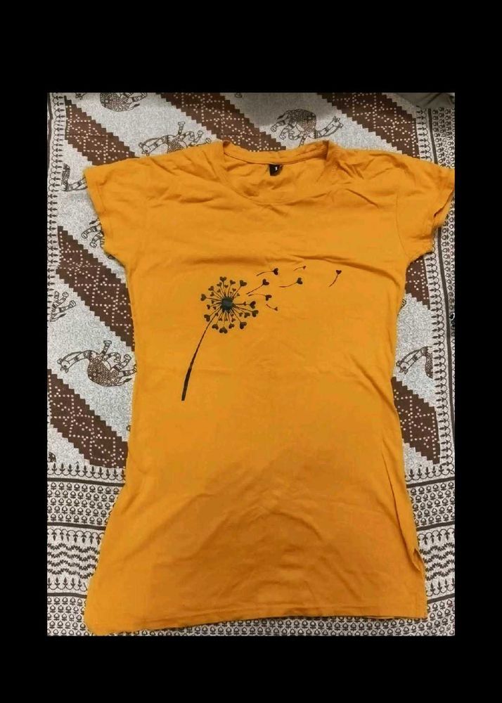 Orange T-Shirt with Dandelion Print