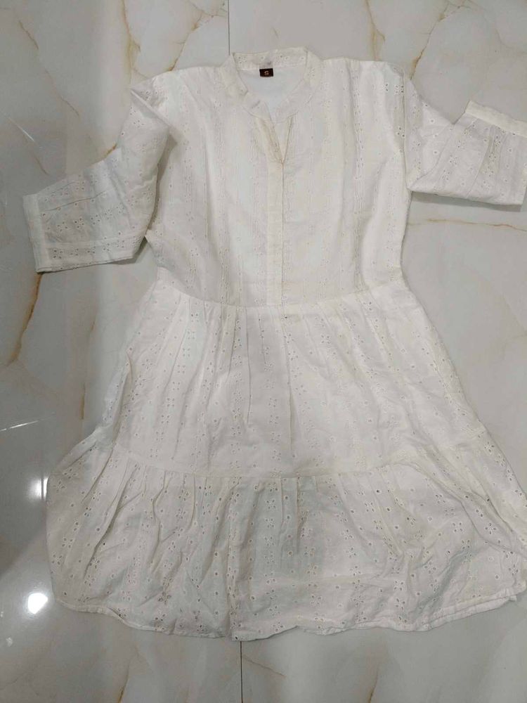 Elegant White Chikankari dress