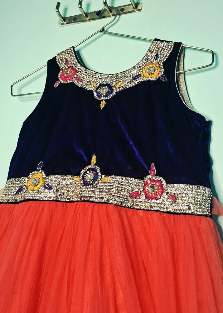 Exquisite Blue &amp; Coral gown