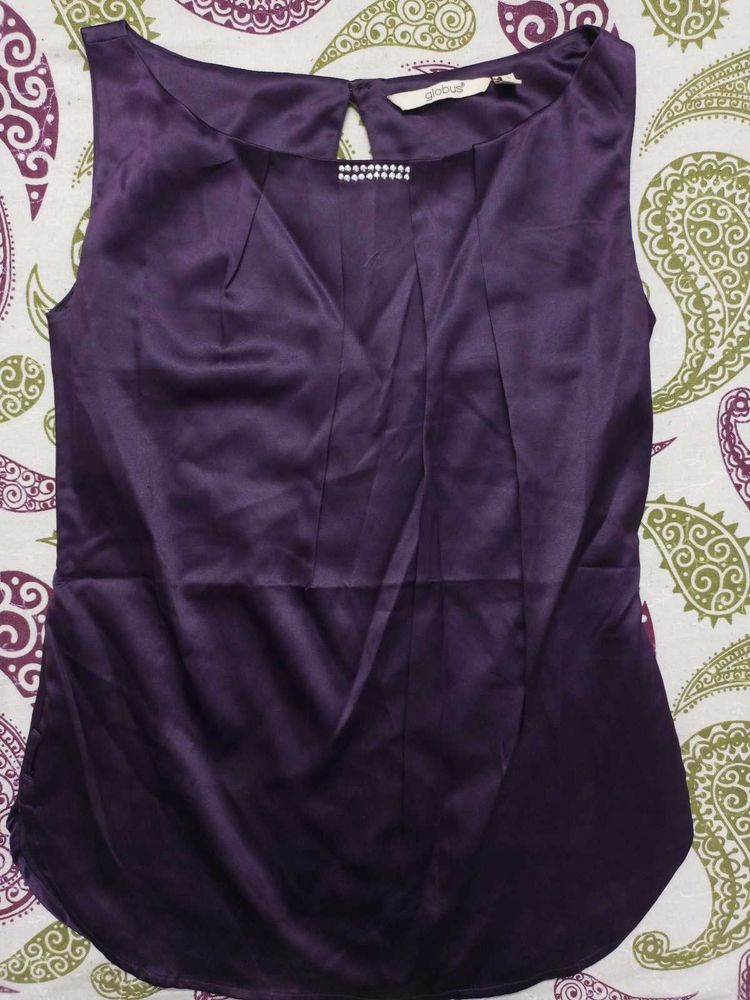 Elegant Purple Satin Embellished Top