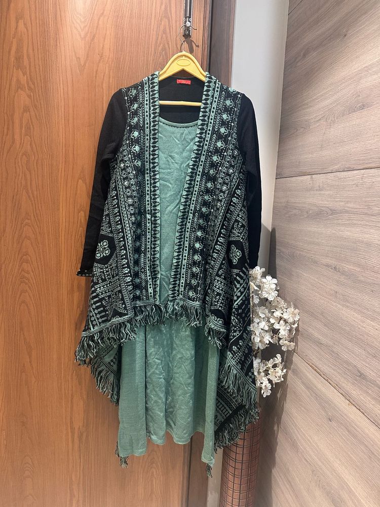 Ethnic Kurti with attached Shrug