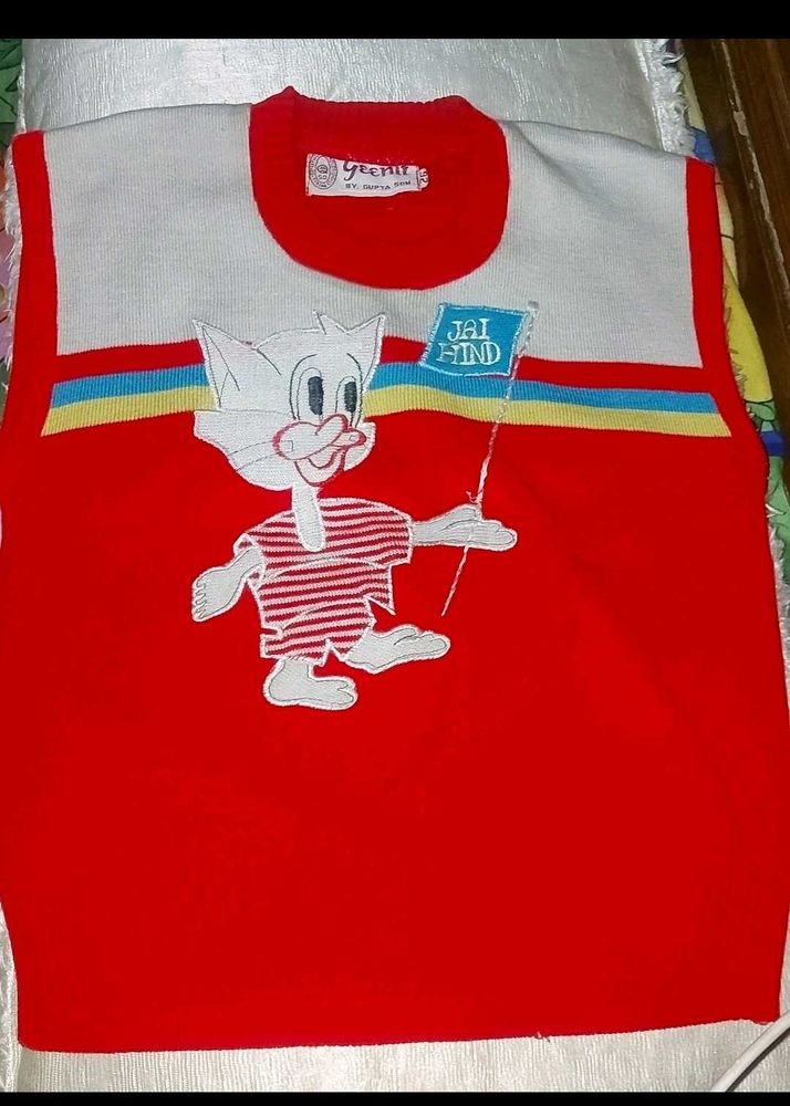 Cartoon Sleeveless sweater woolen kids