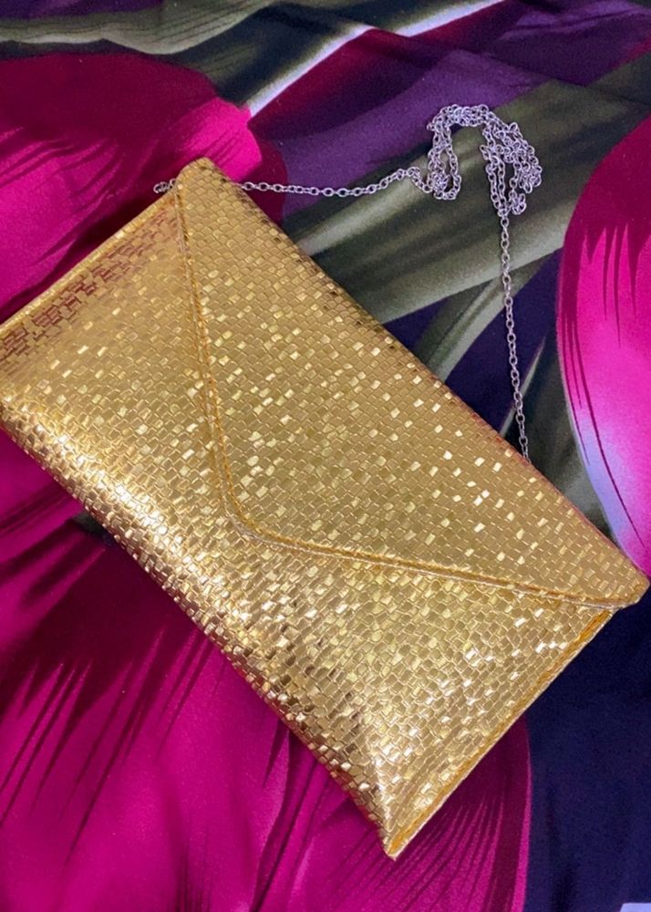 Gold Textured Clutch Bag