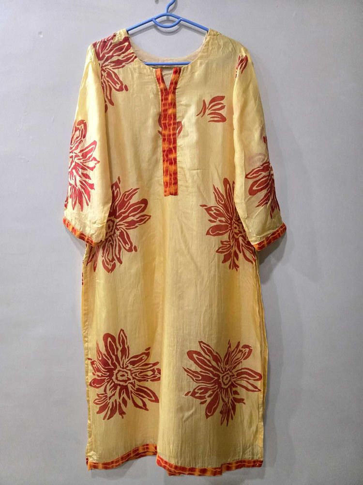 Printed Silk Kurta
