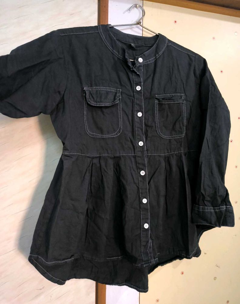Stylish Denim Black Top 🎩