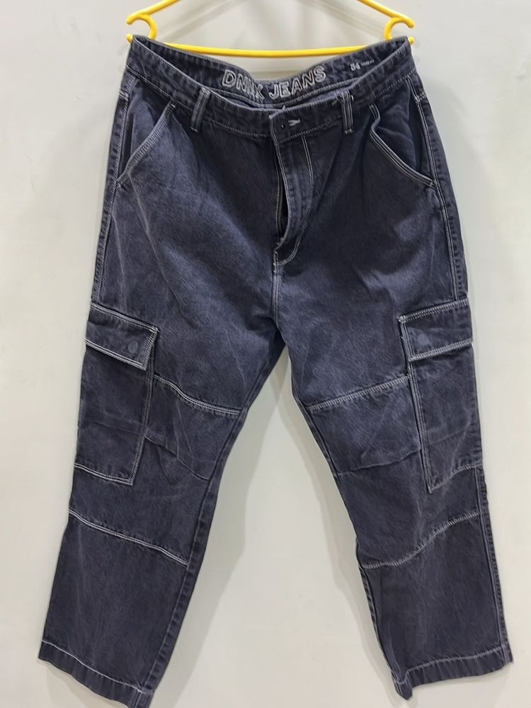 Stylish Dark Wash Cargo Jeans