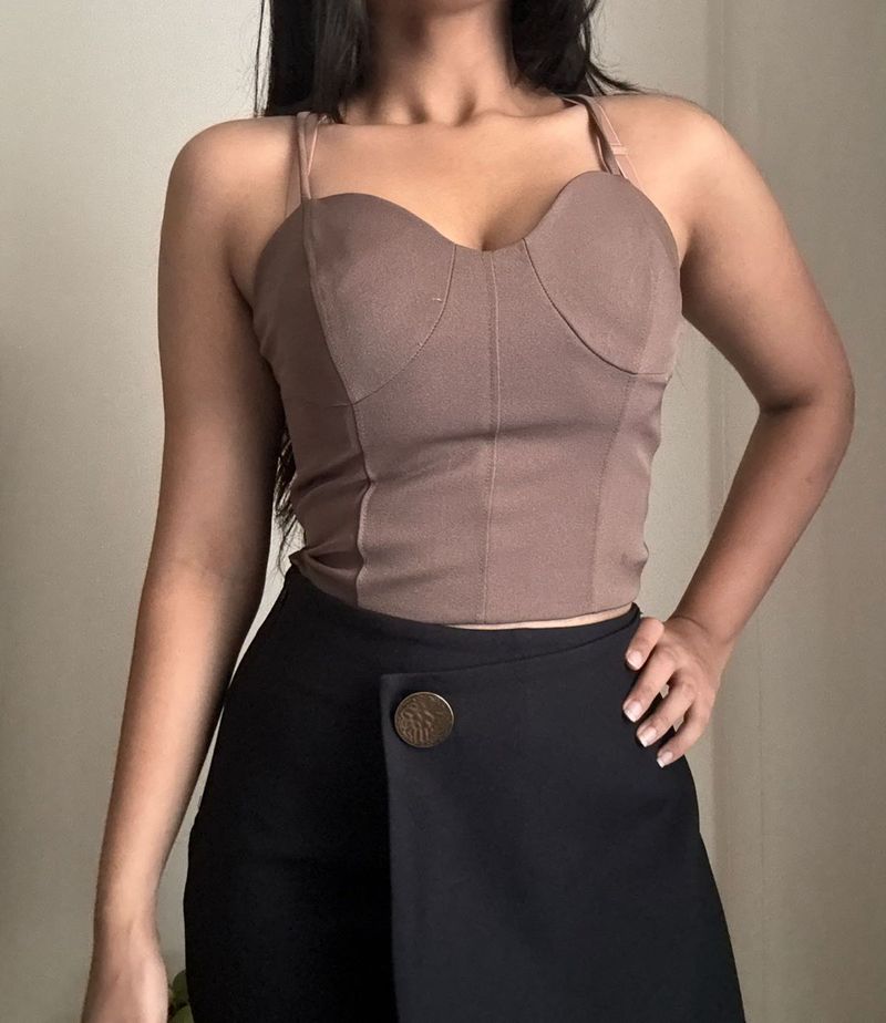 Chic Brown Corset Style Top